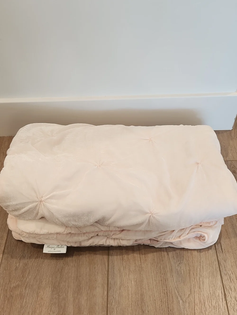 Monique Lhuillier & Pottery Barn Kids Blush Pink Tufted Plush Crib Quilt